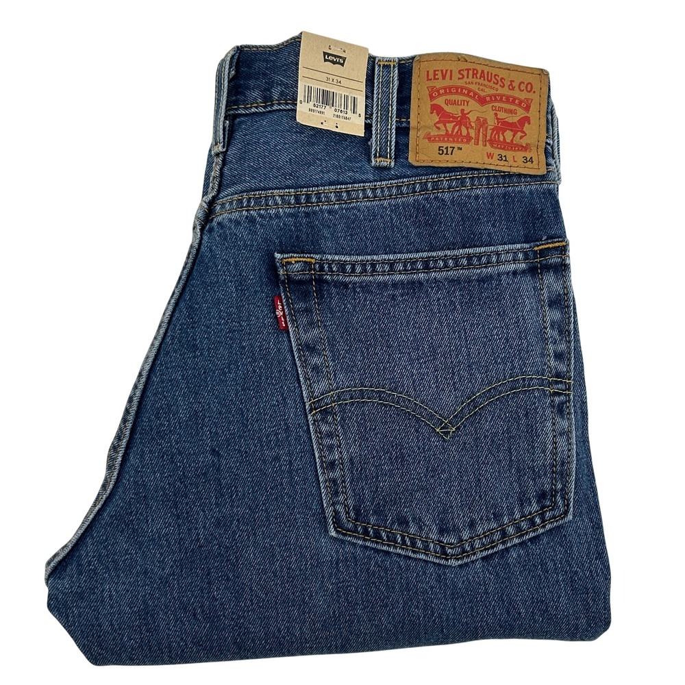 Levi's 517 Bootcut Jeans Mens 31x34 Blue Medium Wash Cotton Denim Cowboy NEW